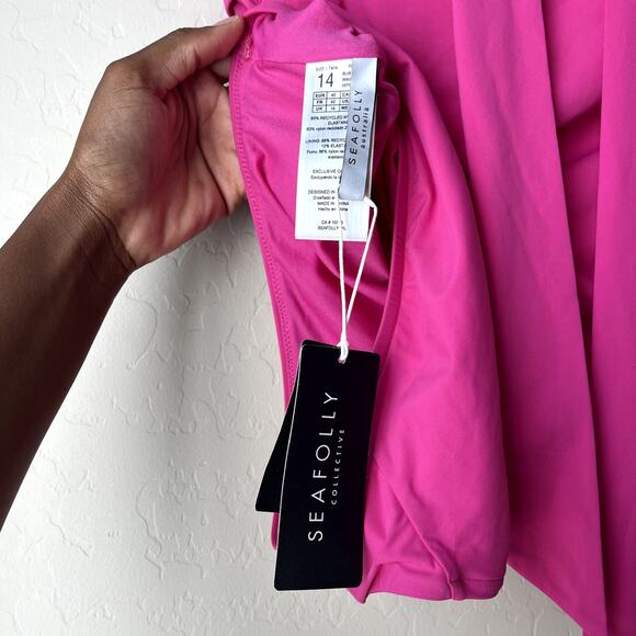 NEW Seafolly Collective Hot Pink Halter Bandeau One Piece Swimsuit Size 10 - Picture 10 of 11